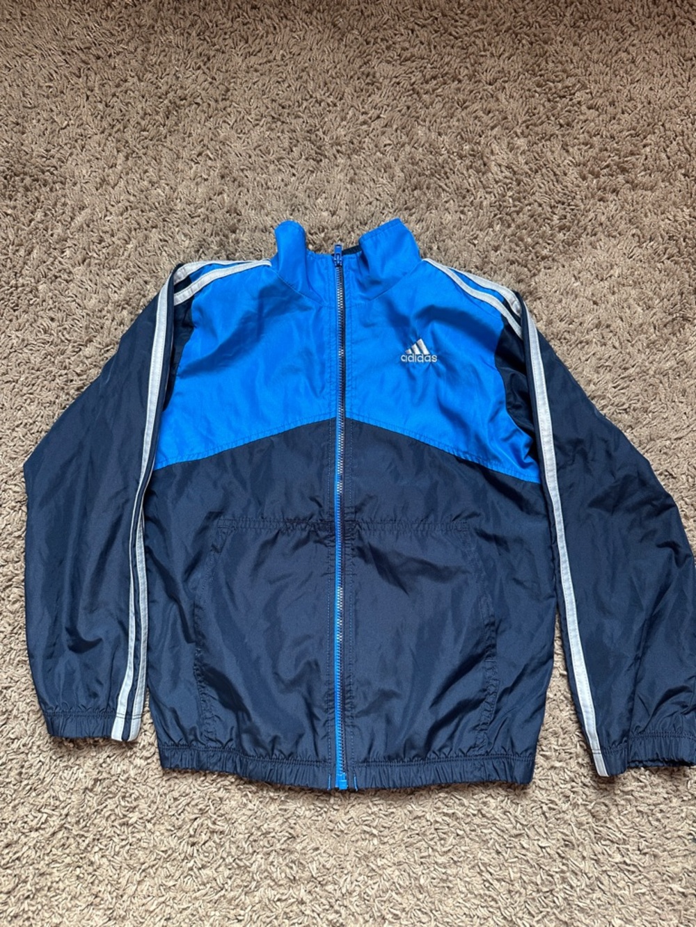 adidas Kids Blue and Navy Colorblock Rain Jacket